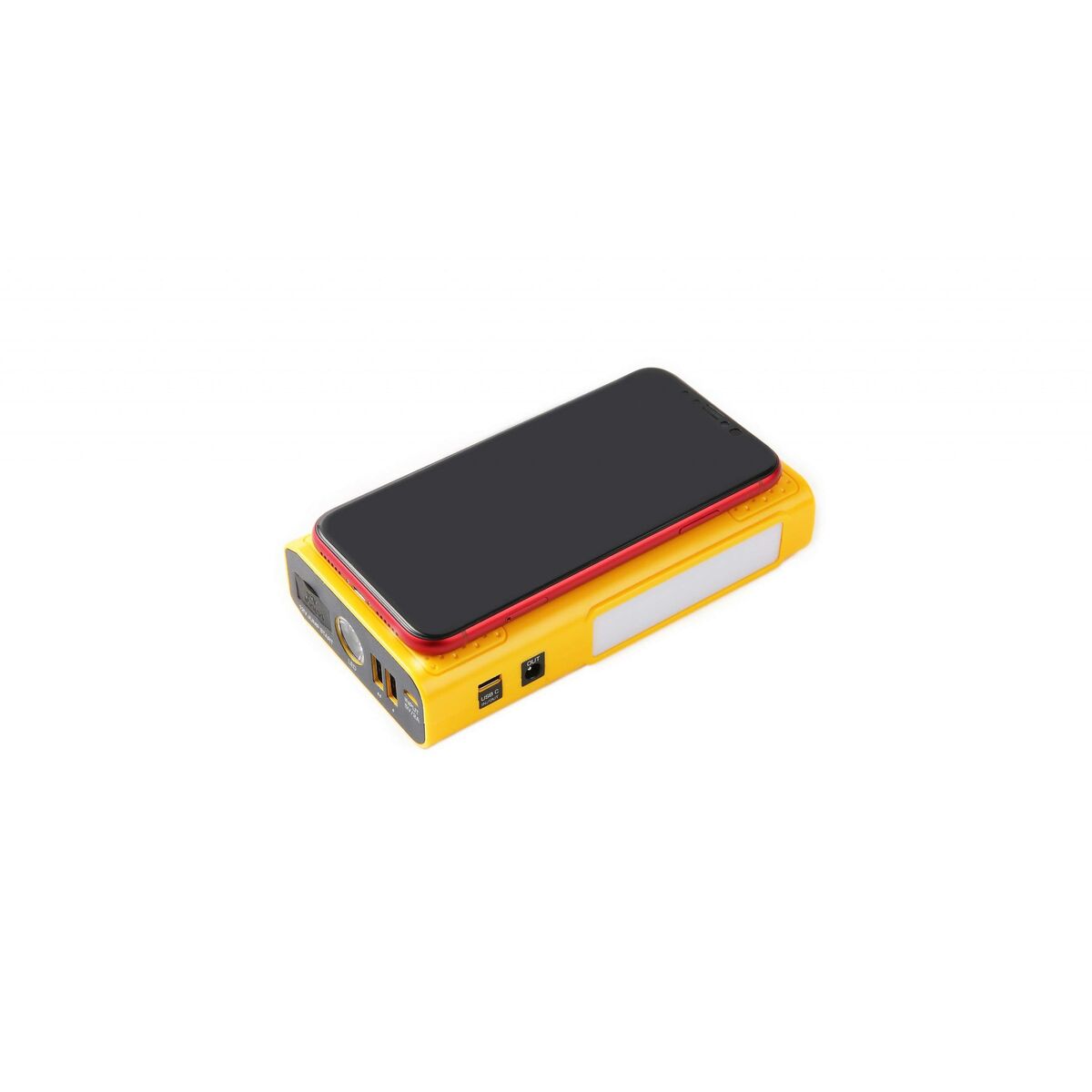 Powerbank Hummer con carga inalámbrica cargando smartphone